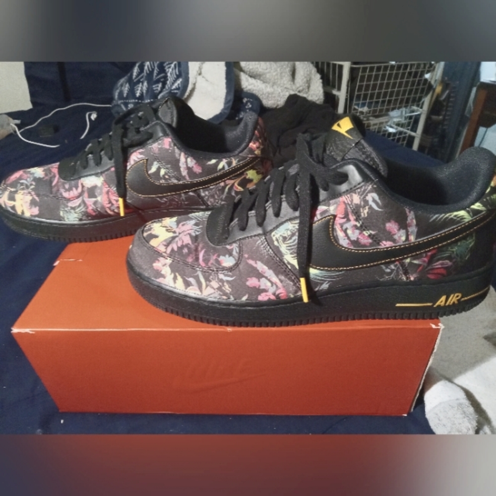 Black and floral Air Force ones